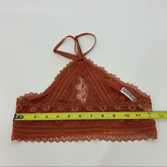 Victoria’s Secret Burnt Orange Flowered Lace Boho Triangle Halter Bralette - Picture 15 of 16